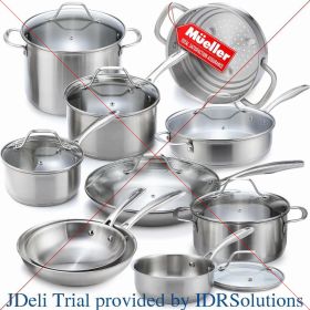 17 Piece Stainless Steel Cookware Set with Ergonomic Handle, suitable for Simmering, Stir Frying, Cooking,and Stewing.Cooking Set