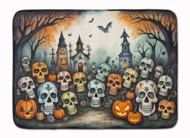 Calaveras Sugar Skulls Spooky Halloween Memory Foam Kitchen Mat Machine Washable Anti-Fatigue Mat Cushion Comfort Bath Mat or Kitchen Rug