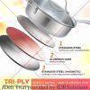 17 Piece Stainless Steel Cookware Set with Ergonomic Handle, suitable for Simmering, Stir Frying, Cooking,and Stewing.Cooking Set