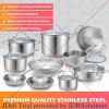 17 Piece Stainless Steel Cookware Set with Ergonomic Handle, suitable for Simmering, Stir Frying, Cooking,and Stewing.Cooking Set