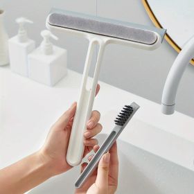 1pc/2pcs 3-in-1 Multi-Purpose Glass Cleaning Brush With Handle, Magic Window Cleaning Brush, Squeegee For Window, Glass, Shower Door, Car Windshield (Color: White)