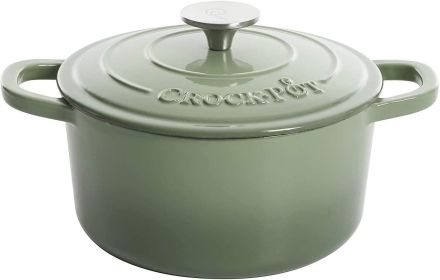 Crock-Pot Artisan Round Enameled Cast Iron Dutch Oven, 7-Quart, Lavender Purple (Color: Pistachio Green)