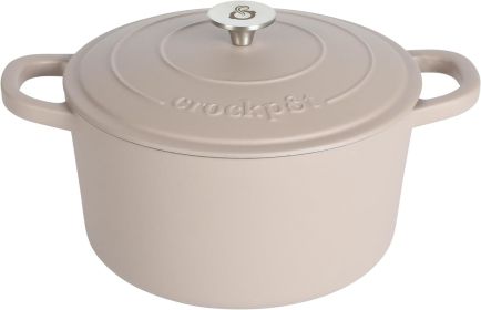 Crock-Pot Artisan Round Enameled Cast Iron Dutch Oven, 7-Quart, Lavender Purple (Color: Matte Dusty Pink)